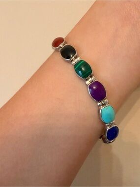 Tested Sterling Silver Multi Stone Bracelet